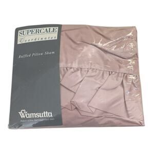 Vintage Wamsutta Supercale Coordinates Ruffled Pillow Sham Pink King Size NEW